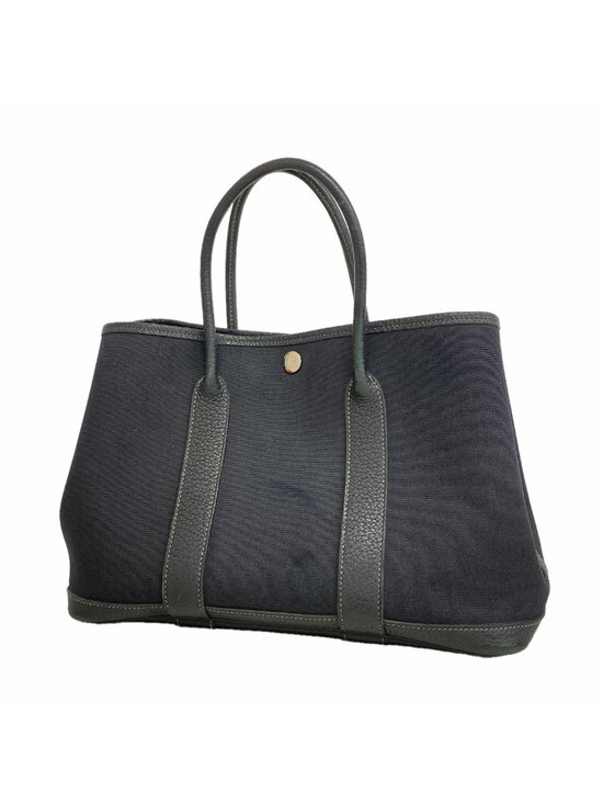 Hermes Handbags - Hermes Tote Bag Garden Party TPM Toile Officier Black Silver